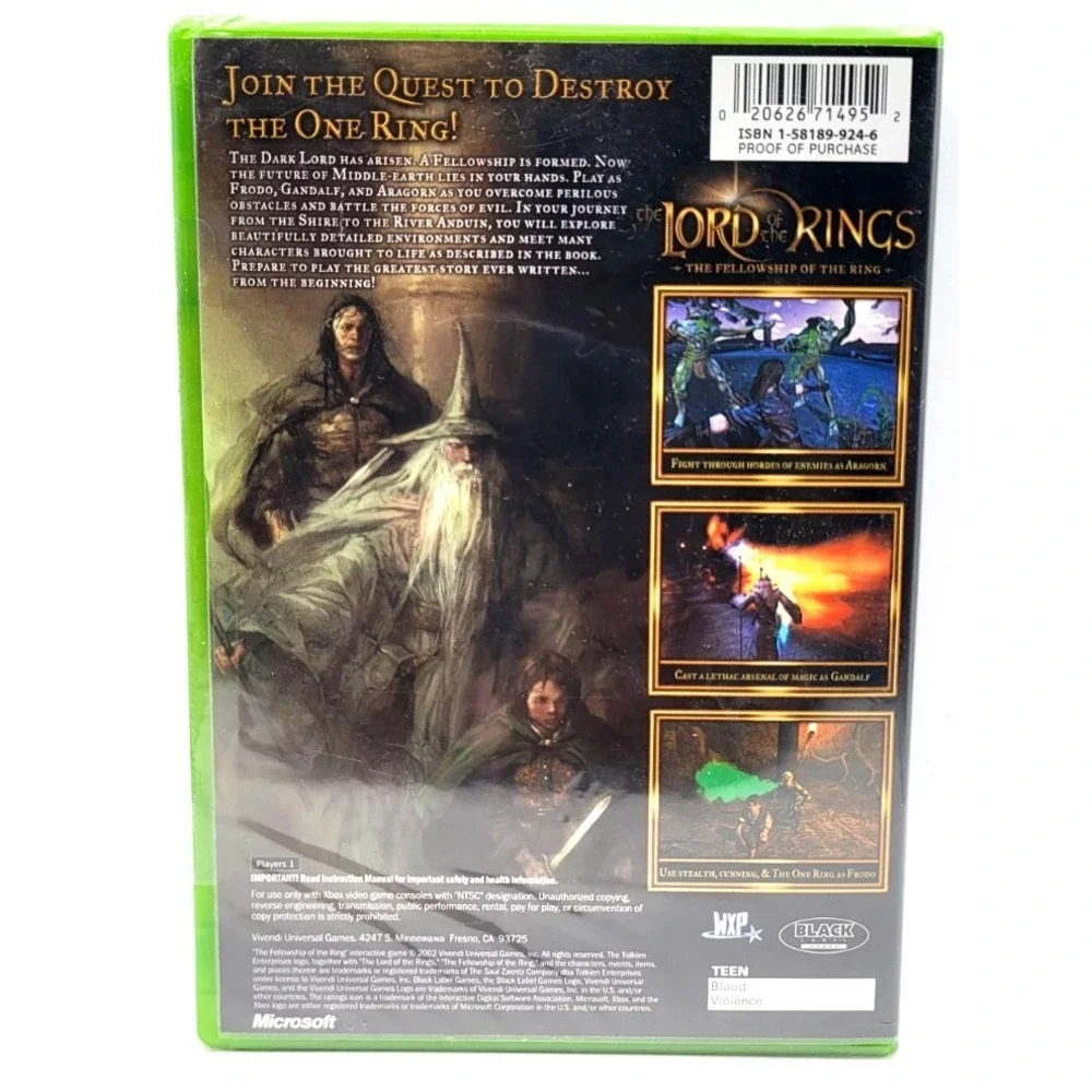 Lord of the Rings Fellowship of the Ring Microsoft Xbox FACTORY‎ SEALED NEW